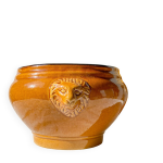 Soupière tête de lion en céramique vintage - miel et noir, made in france Soupière tête de lion en céramique vintage - miel et noir, made in france