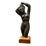 Statue en cramique avec socle en bois d aprs giraud