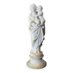 Statue de la vierge  l'enfant en albtre blanc italien, dbut xxme