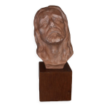 Statuette buste christ terre cuite sur socle bois sign ren gourdon 1910 1992