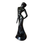 Statuette femme art d�co danseuse �l�gante barbotine noire ann�es 50