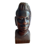 Statuette tte d'homme en bois
