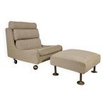 Steiner - paris, chauffeuse et ottoman en drap vert, vers 1950 / 1960