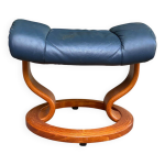 Stressless scandinave en bois massif courb et cuir bleu