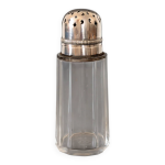 Sucrier ancien cristal de boh�me et m�tal argent� h15cm