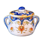 Sucrier ancien en fa�ence de rouen d�cor� des armoiries de saint - nazaire