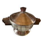 Sucrier art d�co en m�tal et bois