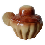 Sucrier en barbotine en forme de brioche