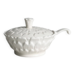 Sucrier ou boîte à condiments, porcelaine blanche Sucrier ou boîte à condiments, porcelaine blanche
