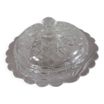 Sucrier / bonbonni�re ancien en verre cisel�