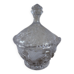 Sucrier bonbonni�re verre cisel� feuillage