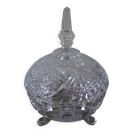 Sucrier bonbonnire en verre cisel sur pieds