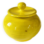 Sucrier en c�ramique �maill�e jaune