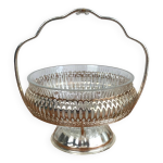 Sucrier / confiturier vintage anglais en mtal et verre