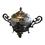 Sucrier m�tal argent� et cristal