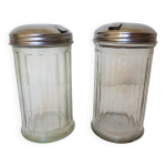Sucrier en verre et inox vintage