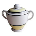 Sucrier vintage en fa�ence de lun�ville keller et gu�rin jaune et noir