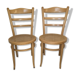 Suite de 2 chaises de bistrot en bois courb� baumann