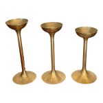 Suite de 3 bougeoirs en laiton vintage
