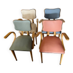 Suite de 4 fauteuils vintage � papillon � pieds compas