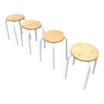 Suite de 4 tabourets style industriel bois et mtal