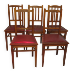 Suite de 5 chaises de salle à manger en chêne Suite de 5 chaises de salle à manger en chêne