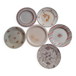 Suite de 6 assiettes � dessert vintage retro