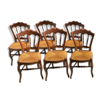 Suite de 6 chaises paill�es � fuseaux