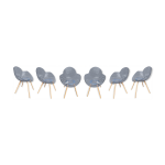 Suite de 6 chaises, pieds bois cookie, design studio zetass, infiniti