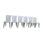 Suite de 6 chaises de salle à manger années 50's simili cuir gris Suite de 6 chaises de salle à manger années 50's simili cuir gris