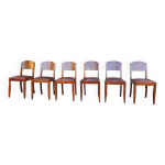 Suite de 6 chaises stella, art déco, assise en cuir Suite de 6 chaises stella, art déco, assise en cuir