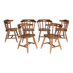 Suite de 6 chaises western en chêne clair 60 s. Suite de 6 chaises western en chêne clair 60 s.