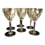 Suite de 6 verres a pied pour vin cuit ou digestif en cristal taille