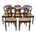 Suite de 8 chaises louis philippe 19me en acajou et assises cannes