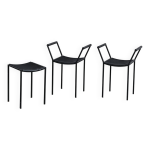 Suite de trois tabourets millepunte par m. peregalli et s. calatroni, italie