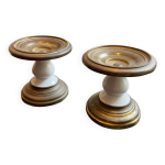 Support pour lampe  ptrole mtal et porcelaine