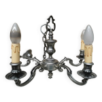 Suspension  5 branches bougeoir chandelier argent