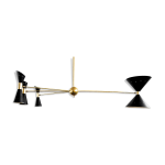 Suspension à 8 lumieres en laiton et abat jour noir Suspension à 8 lumieres en laiton et abat jour noir