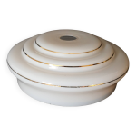 Suspension / abat jour / art dco en opaline blanche / lignes dores