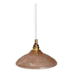 Suspension abat - jour art dco en verre dpoli rose