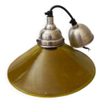 Suspension avec abat jour en verre pais bull de couleur vert - jaune