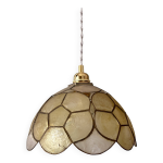 Suspension abat jour vintage en nacre et laiton Suspension abat jour vintage en nacre et laiton