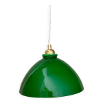 Suspension abat - jour vintage en opaline verte et blanche