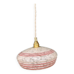 Suspension abat - jour vintage en verre de clichy blanc avec liserés rouge Suspension abat - jour vintage en verre de clichy blanc avec liserés rouge