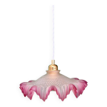 Suspension abat - jour vintage en verre d�poli mi rose mi transparent