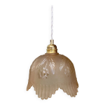 Suspension abat - jour vintage en verre dpoli rose