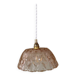 Suspension abat - jour vintage en verre moul rose - collection vaisselle -