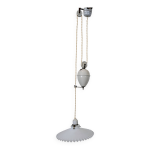 Suspension ancienne monte et baisse avec abat - jour en opaline blanche Suspension ancienne monte et baisse avec abat - jour en opaline blanche
