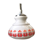 Suspension ancienne opaline blanc monte & baisse dcor annes 70 vintage