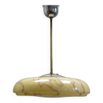 Suspension art d�co avec abat - jour plat et �l�gant en verre et suspension en m�tal - vers 1930 - 1950 ...